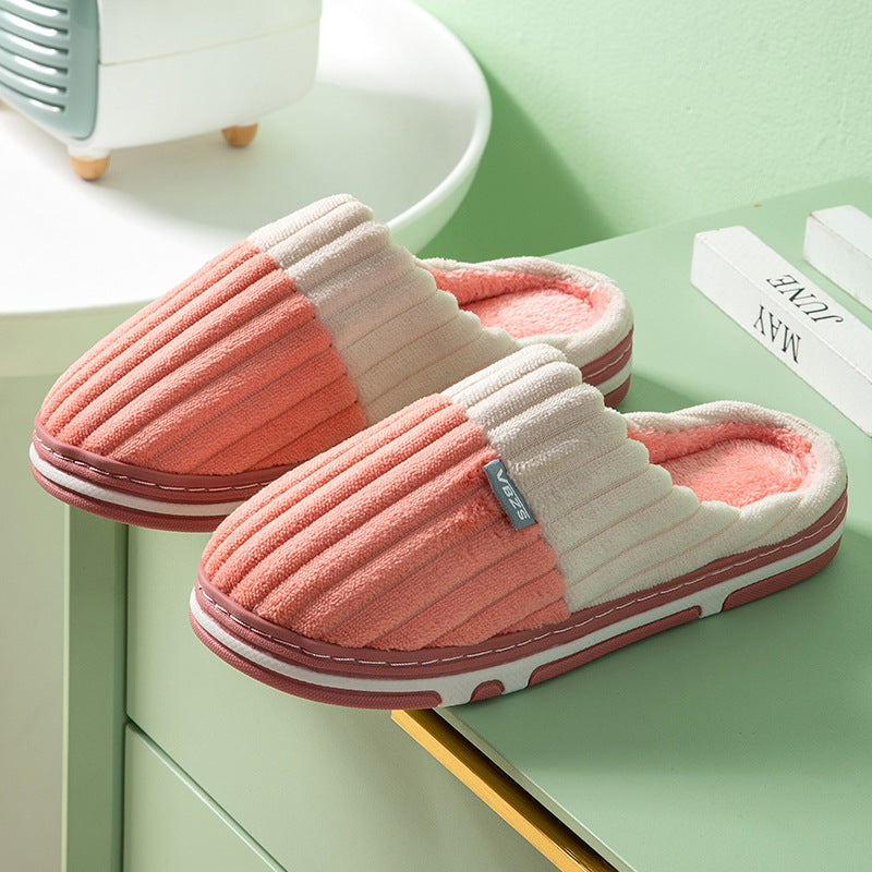 Unisex Corduroy Winter Slippers – Matching Couple House Shoes