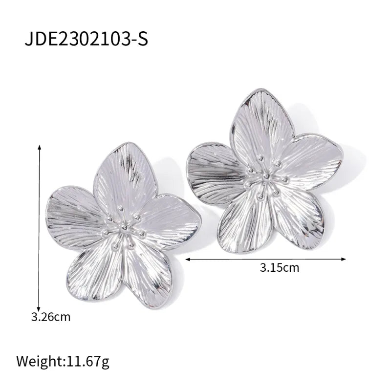 Matte Gold Flower Stud Earrings for Women