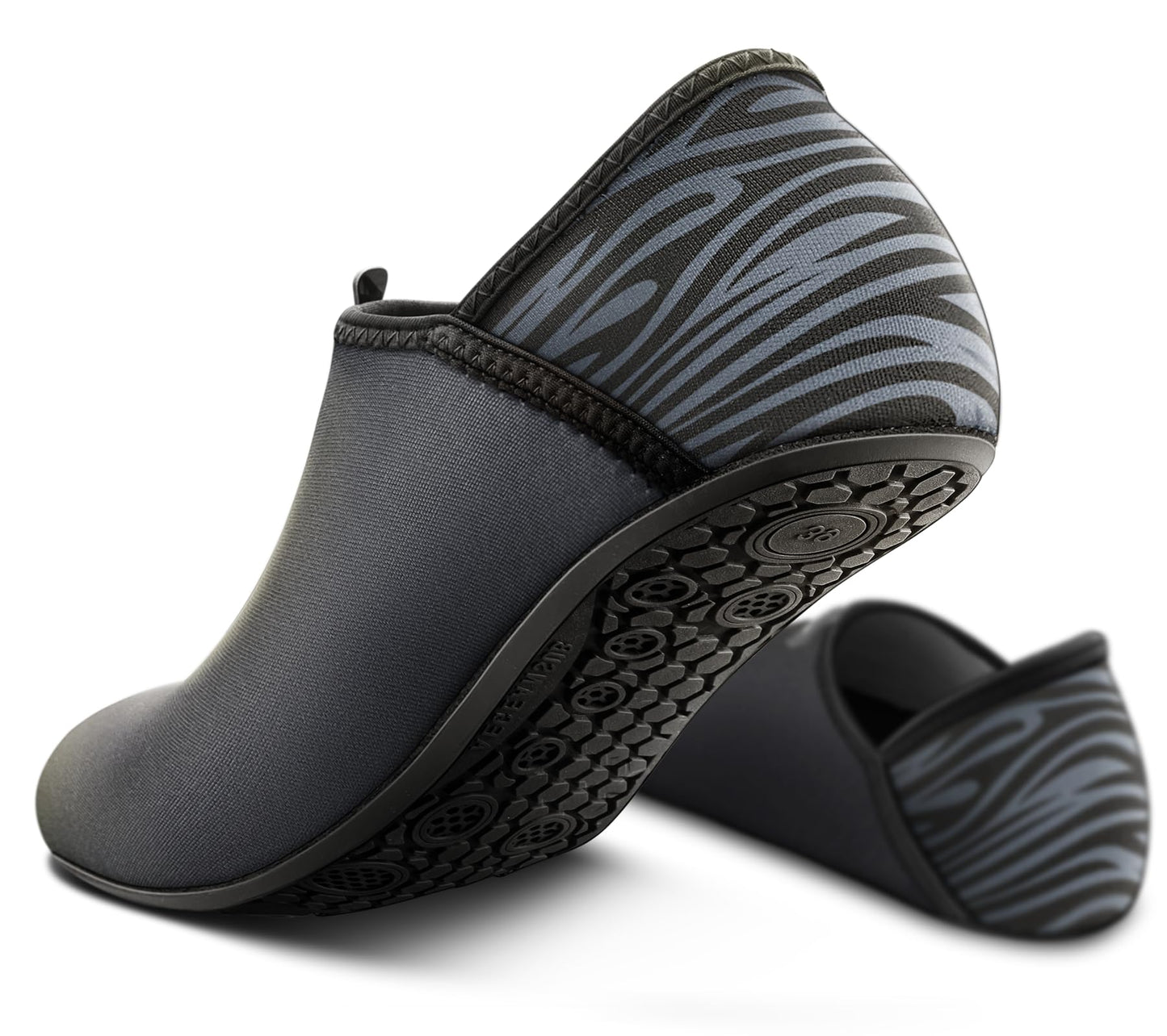 BULLIANT Women Water Shoes MenBarefoot Sock Slippers Slip on Beach Shoes Yoga Exercise Shoes Quick Dry(Black/Mist Grey-6 Women/4 Men)