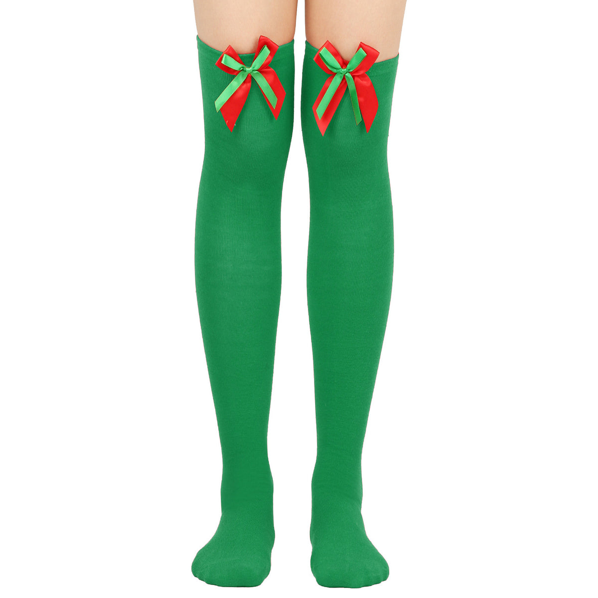 Women's Puff Ball Bow Over-Knee Christmas Socks