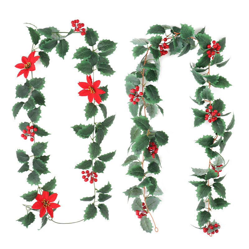 Christmas Berry Vine Garland – Artificial Red Berry Wall Decor