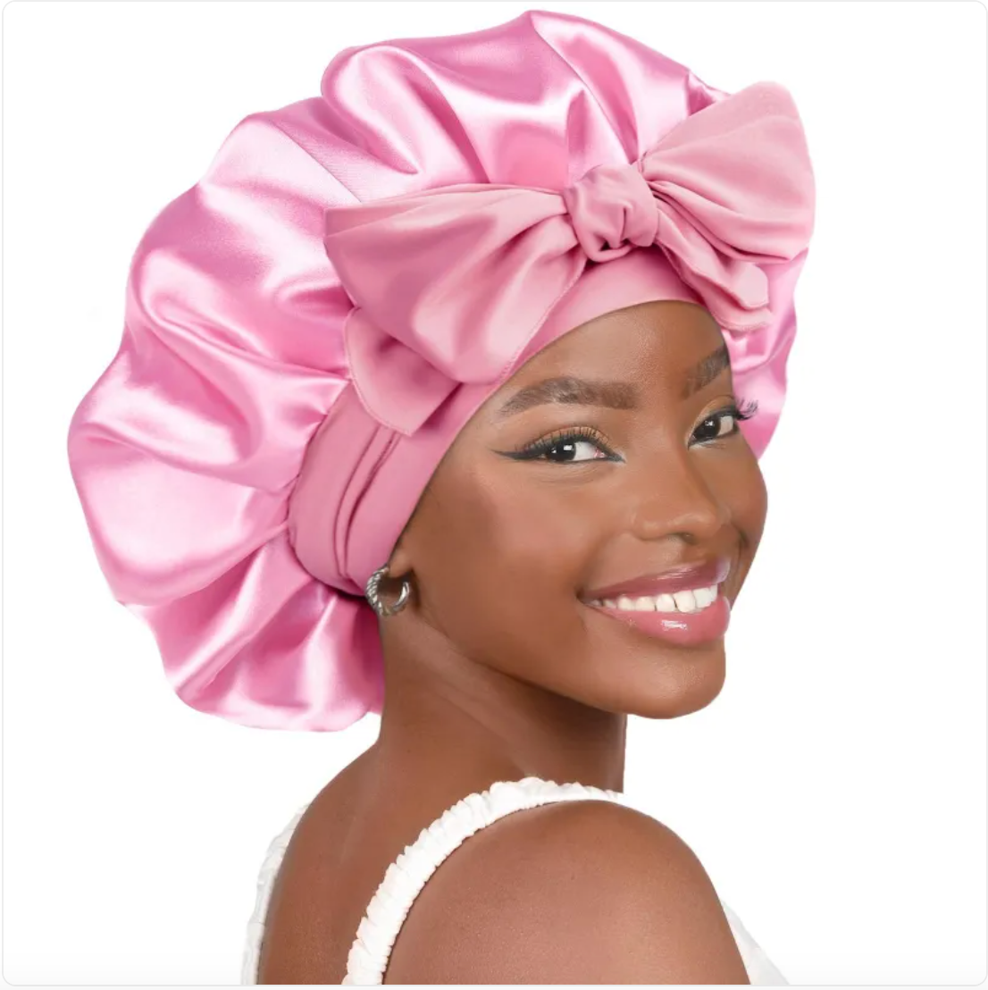 Double-Layer Bow Wide-Brimmed Hair Care Hat – Shower Cap & Hair Wrap for Women