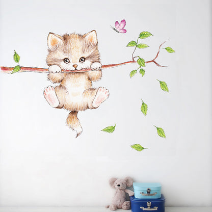 Cute Cat Butterfly Wall Stickers for Kids' Room Decor