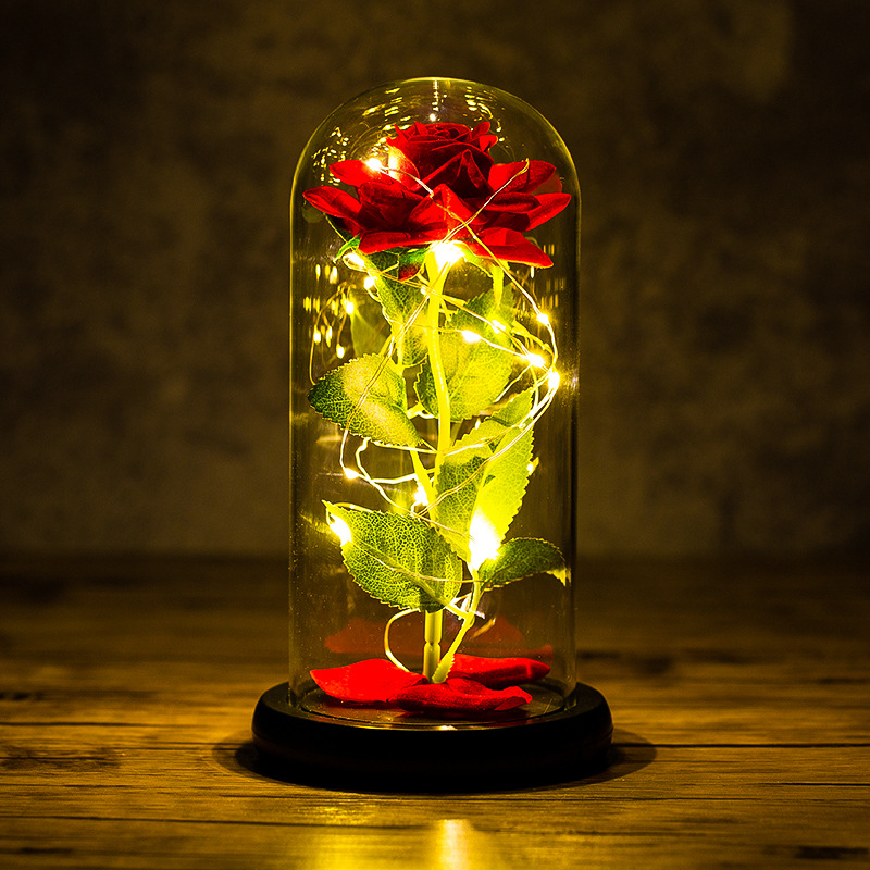 LED Rose Ornament Under Glass Cover