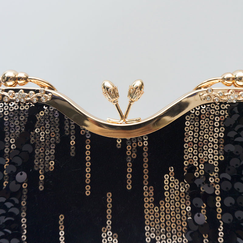 Women's Velvet Sequin Clutch Evening Bag – Luxury Beaded Handbag for Weddings & Occasions