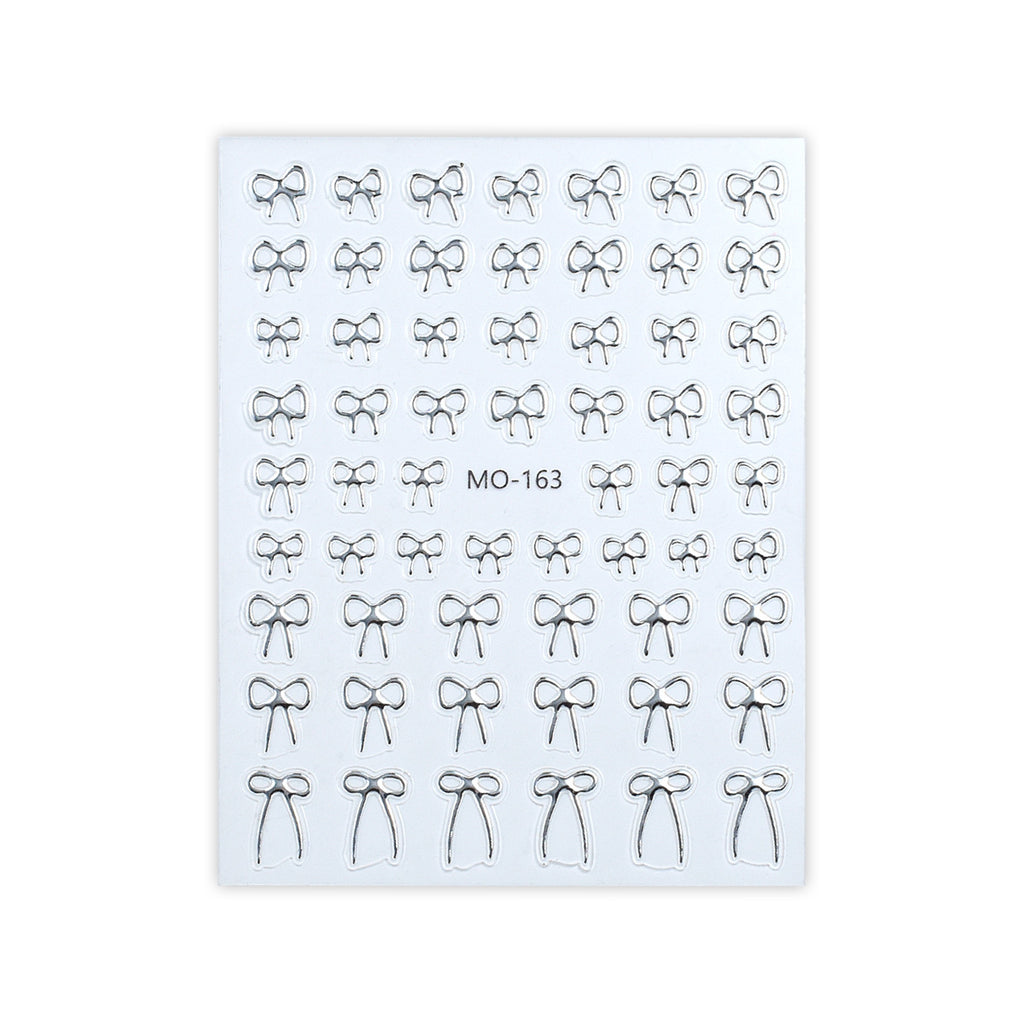 5D Embossed Bow Nail Stickers – Black, White & Silver