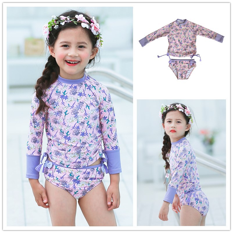 Kids' Long Sleeve Floral Swimsuit Set