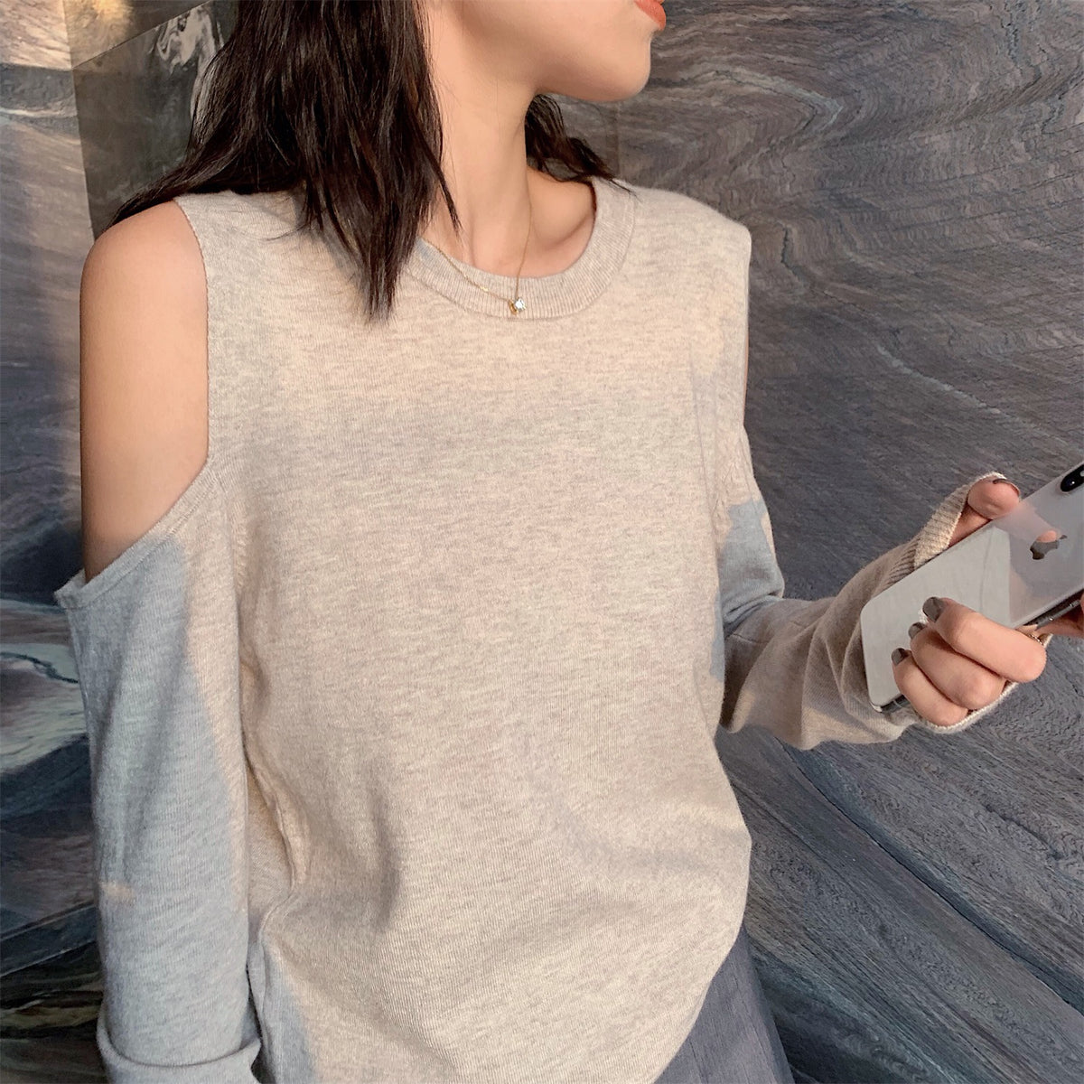 Women's Shoulder Cutout Knit Sweater