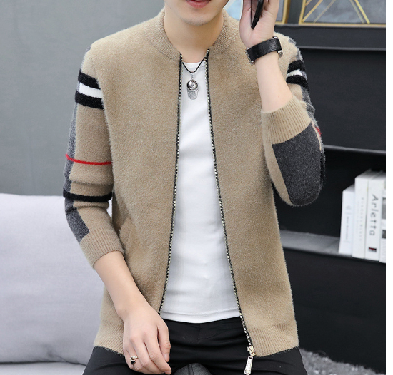 Men's Striped Knit Cardigan