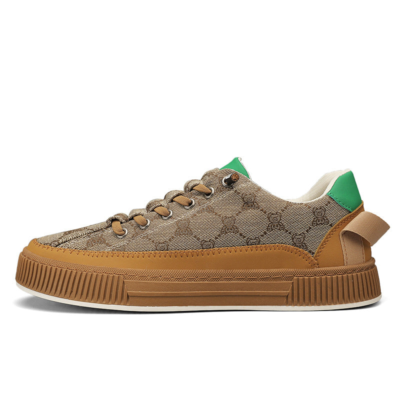 Men’s Patterned Canvas Lace-Up Trainers