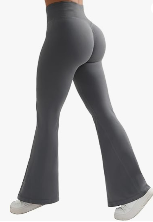 Gerippte High Waist Yoga-Hose mit Schlag für Damen