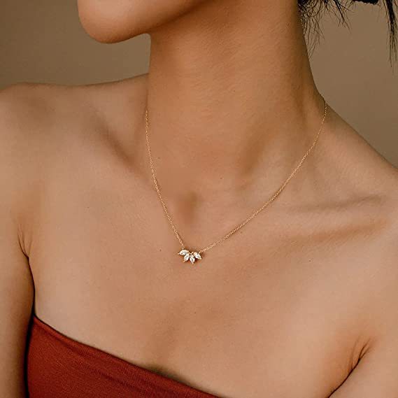 Rhinestone Leaf Necklace