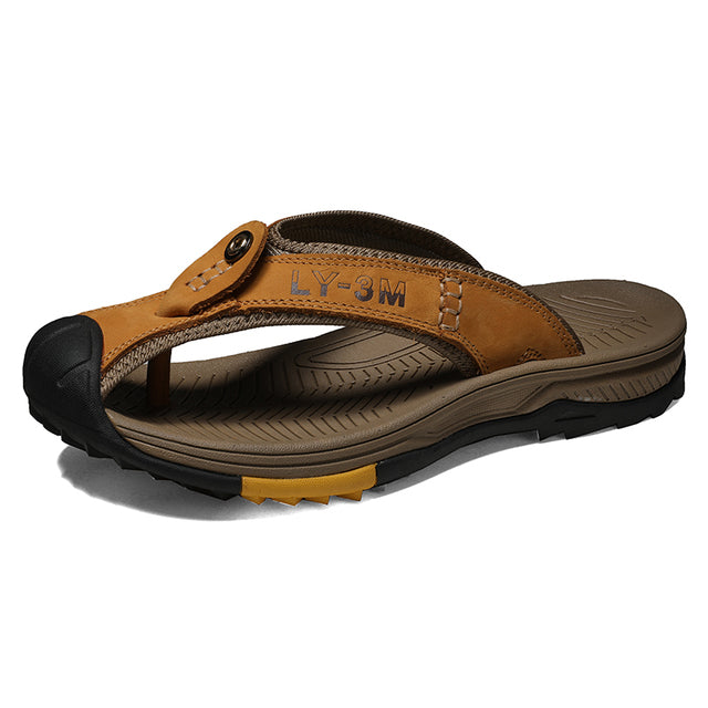 Men's Casual Summer Leather Flip Flops Sandals