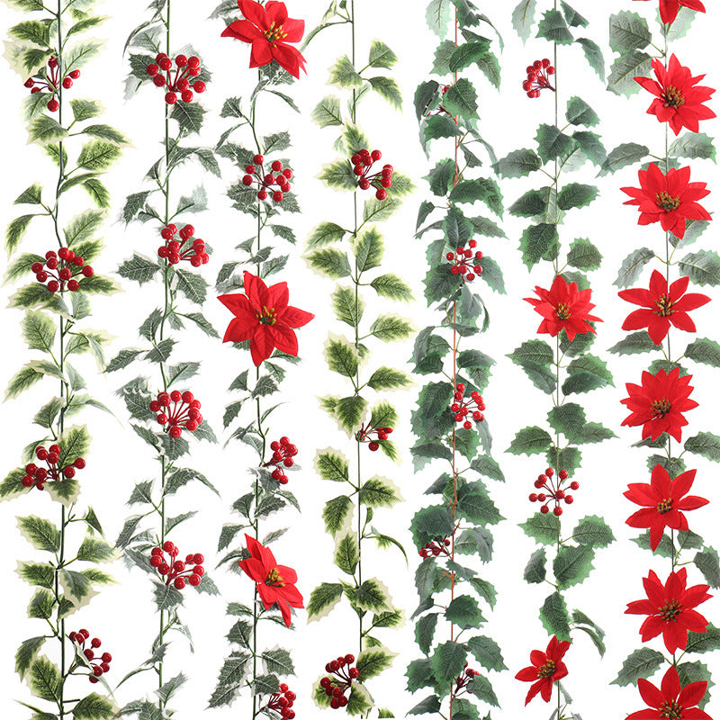 Christmas Berry Vine Garland – Artificial Red Berry Wall Decor