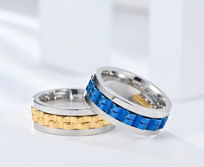 Stainless Steel Spinner Fidget Ring – Anti-Stress Spinning Band