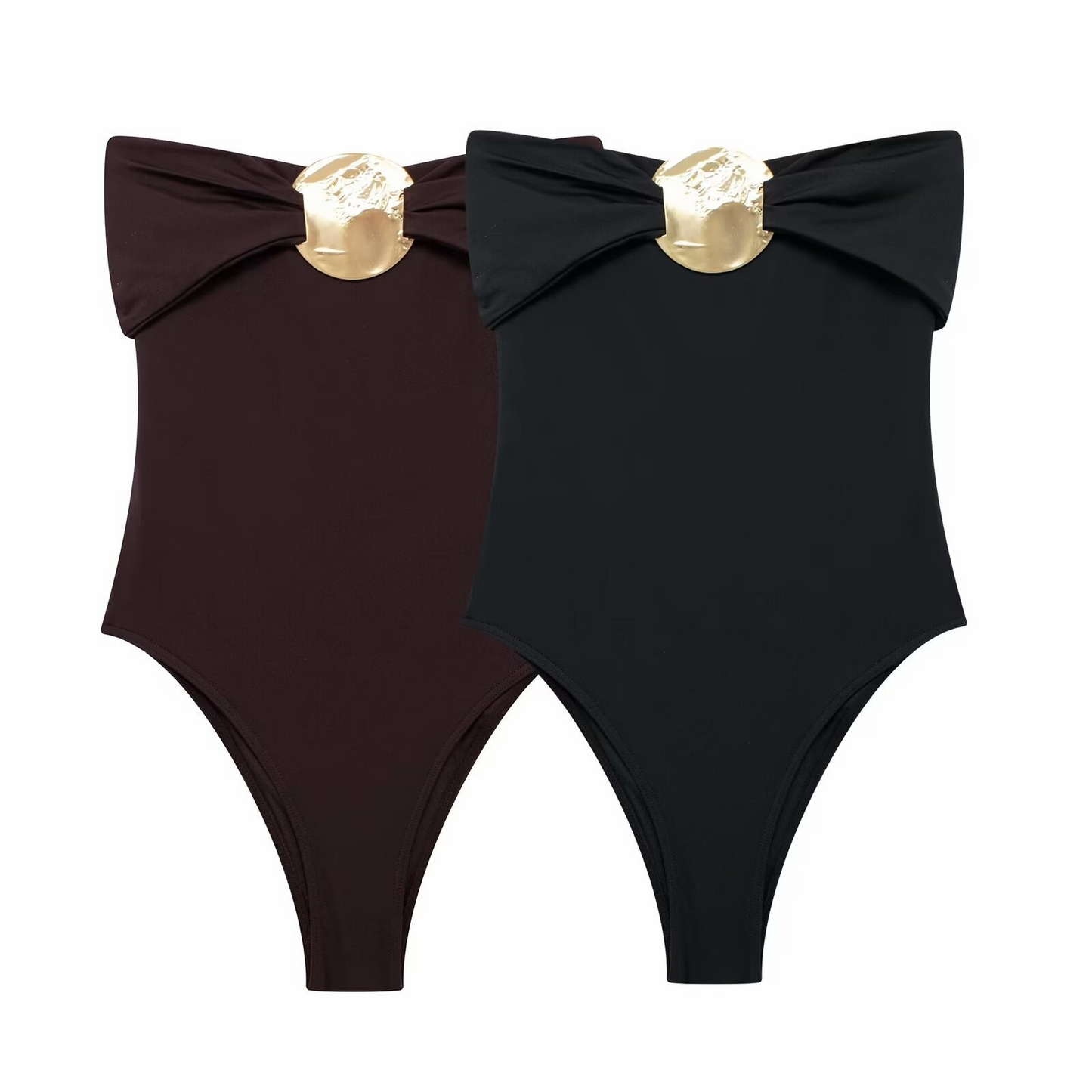 Women's Swimsuit with Gold Metal Accent