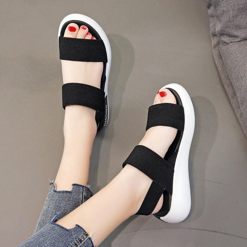 Women's Elastic Flat Beach Shoes | Casual Rubber Slip-Ons