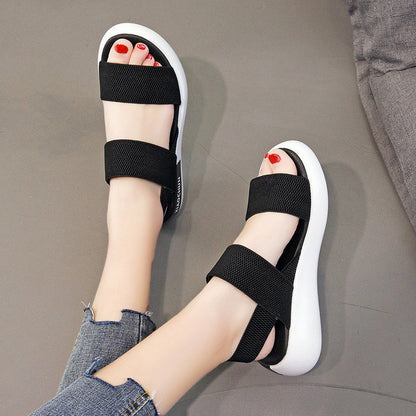 Women's Elastic Flat Beach Shoes | Casual Rubber Slip-Ons