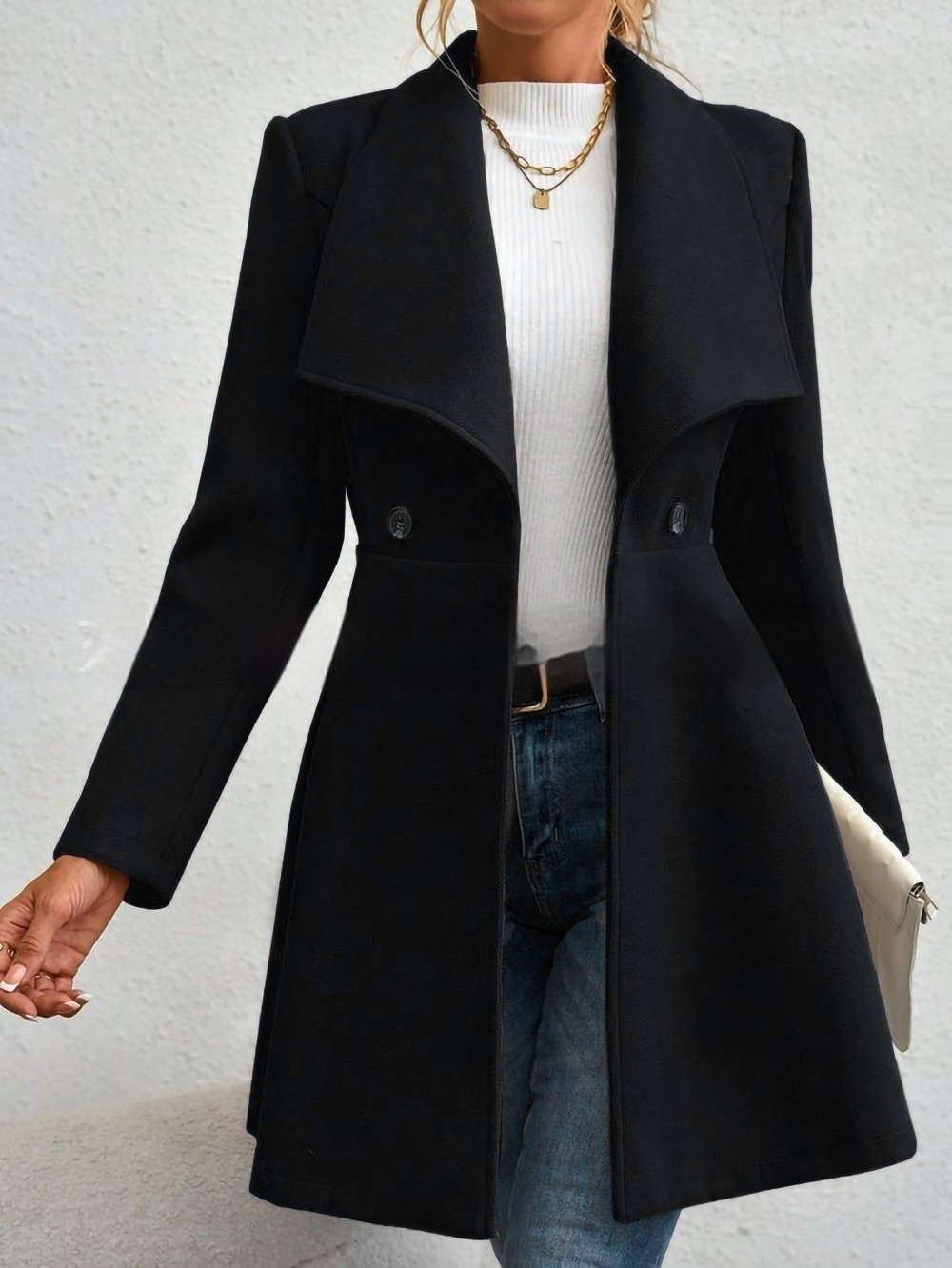 Damen Slim Fit Reversmantel | Eleganter langer Wintermantel