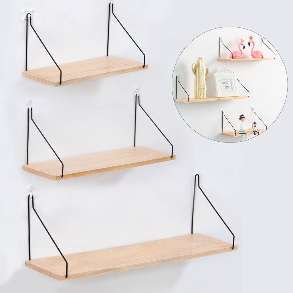 Wandregal aus Eisen und Holz für Wohnzimmer-Dekoration