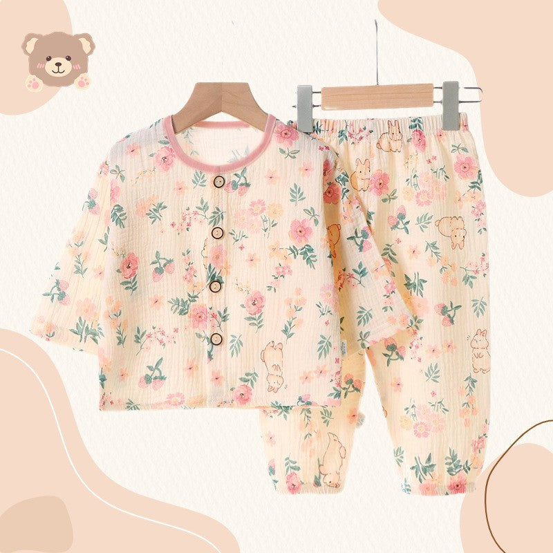 Spring and Summer Girls' Pajamas Clothing Set