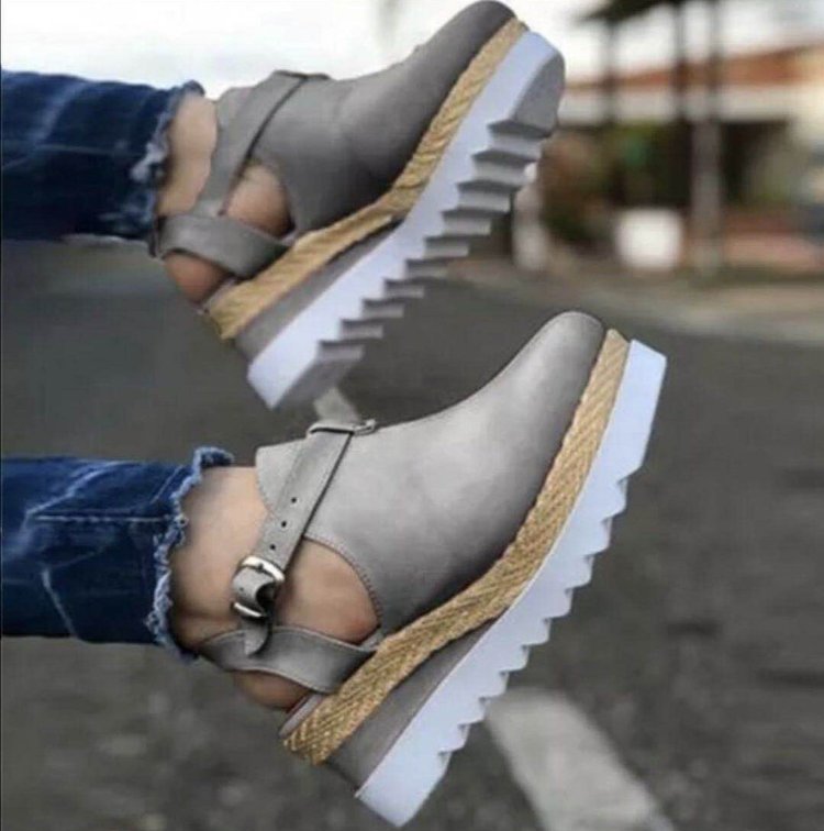 Women's Wedge Heel Platform Shoes – Suede, Buckle, Black, Beige, Pink, Brown & Gray, EU 35–43