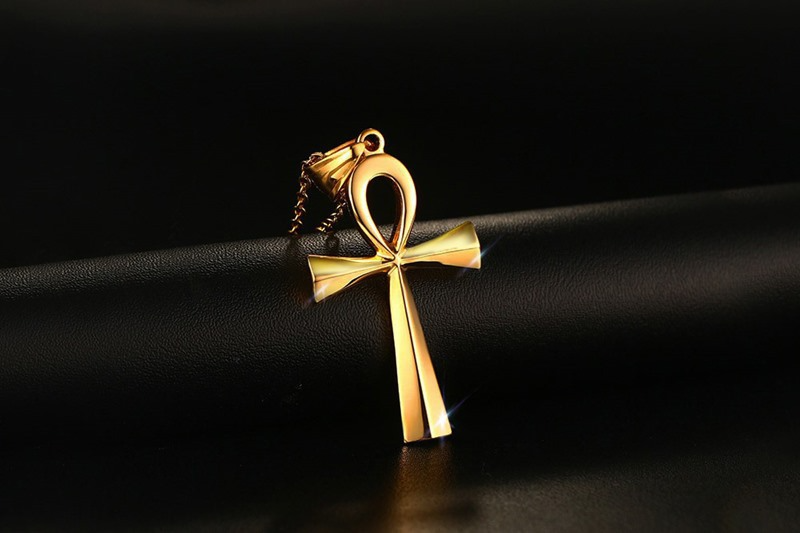 Gold and Steel Cross Pendant Necklace