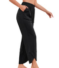 Damen High Waist Hose mit weitem, verkürztem Bein – Locker sitzende Haremshose mit Taschen
