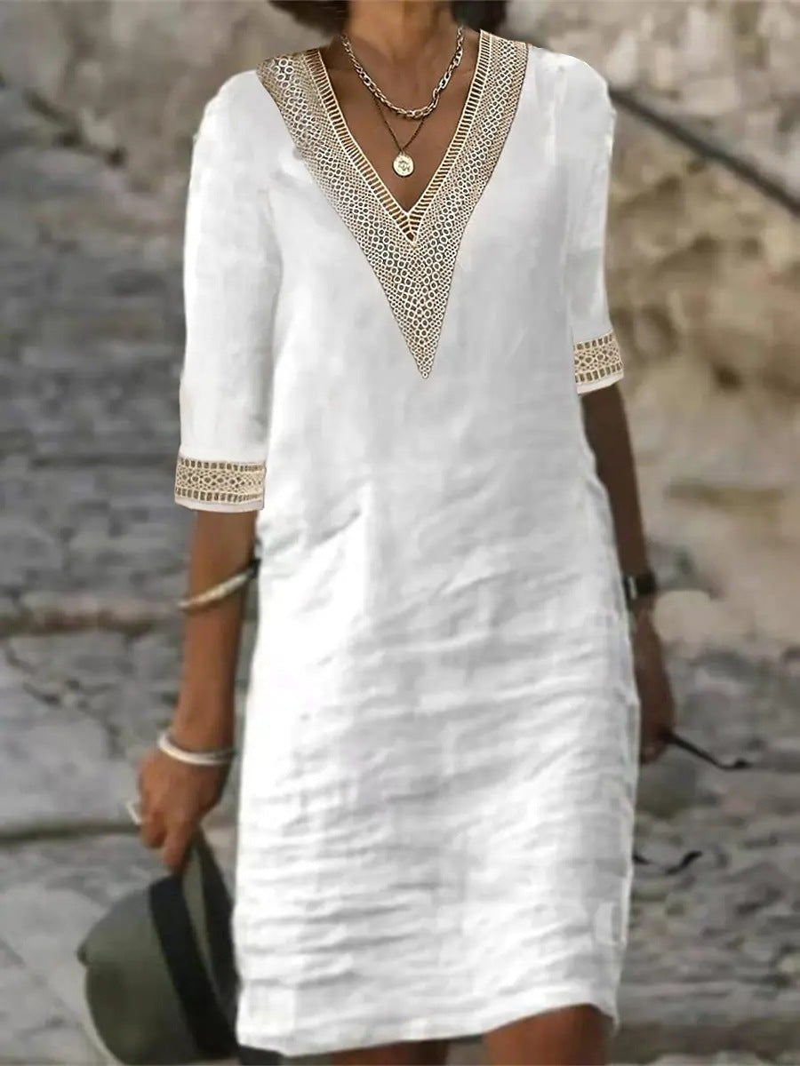 Women’s V-Neck Loose-Fit Dress