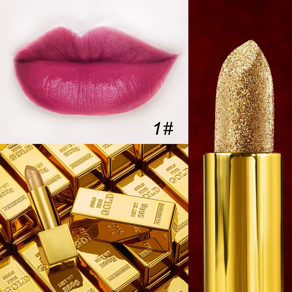 Glitter Lipstick – Moisturising Velvet Matte & Shiny Lip Colour, 6 Shades