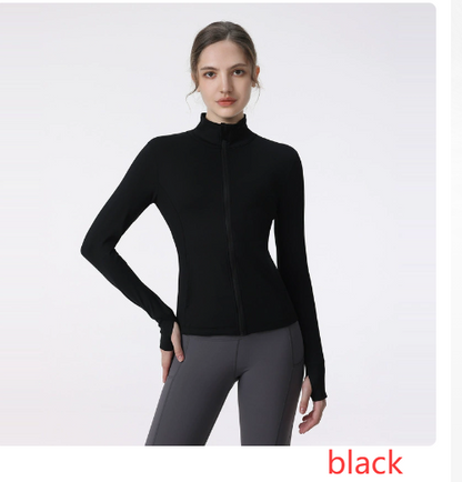 Women's Long Sleeve Zip Sports Jacket – Yoga & Running Activewear