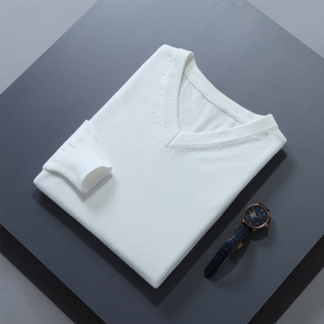 Men's Cashmere-Blend V-Neck Sweater