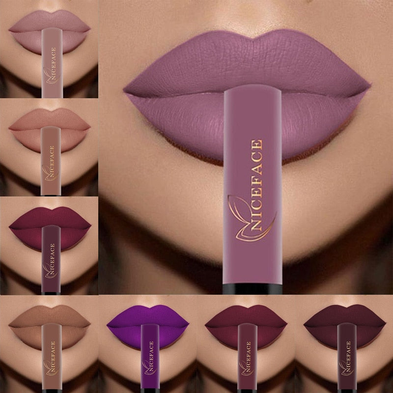 NICEFACE Matte Liquid Lipstick – 26 Shades, Waterproof Long-Lasting Lip Gloss