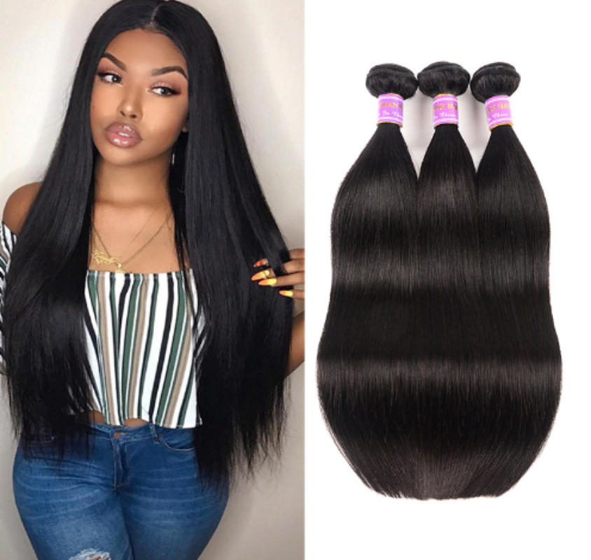 Straight Black Human Hair Curtain