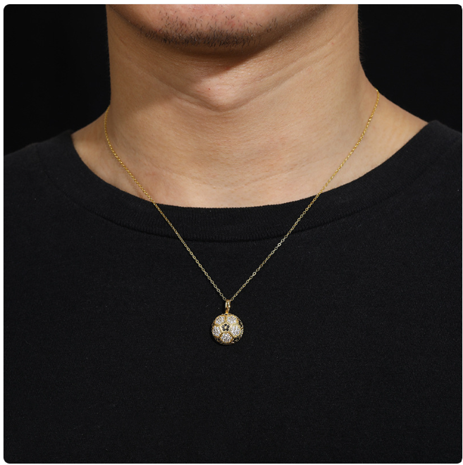 Silver Moissanite Football Pendant Necklace