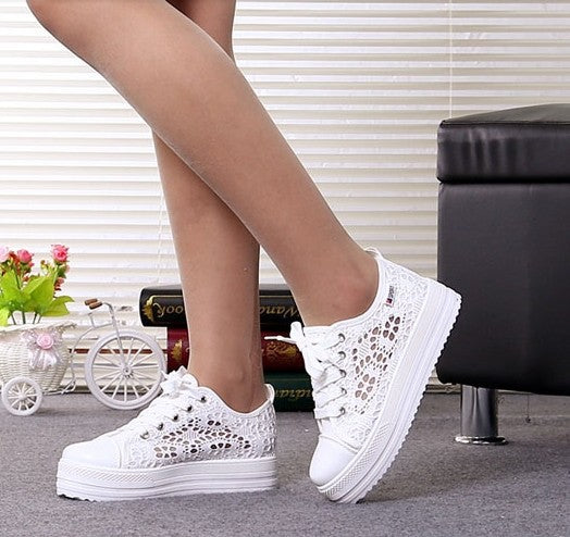 Women’s Lace-Panel Platform Trainers