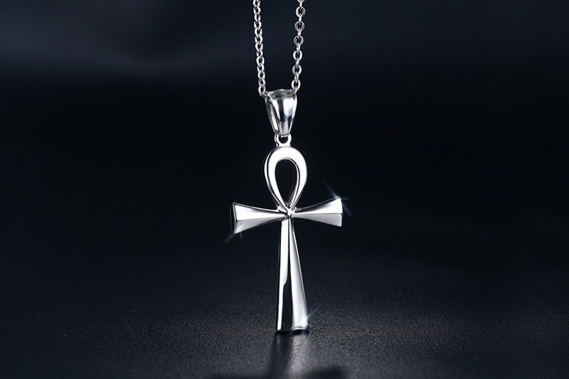Gold and Steel Cross Pendant Necklace