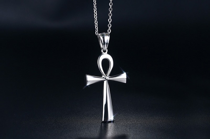 Gold and Steel Cross Pendant Necklace