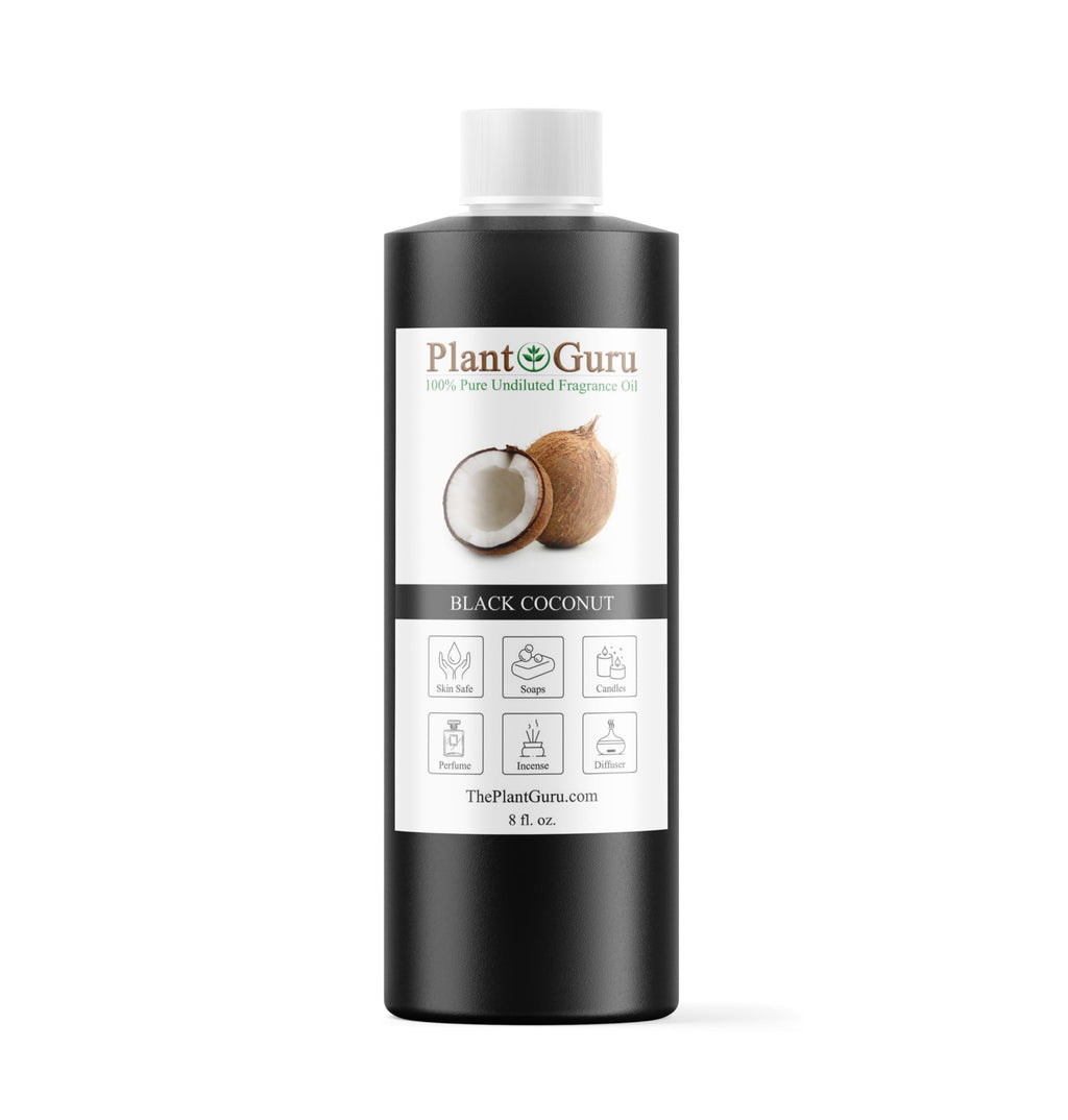 Black Coconut Fragrance Oil 8 fl. oz. Scented Oil for DIY Soap Making Candles Bath Bombs Body Butters. Used in Aromatherapy Diffusers Burners and Warmers. Great Addition to Lotions and Creams.