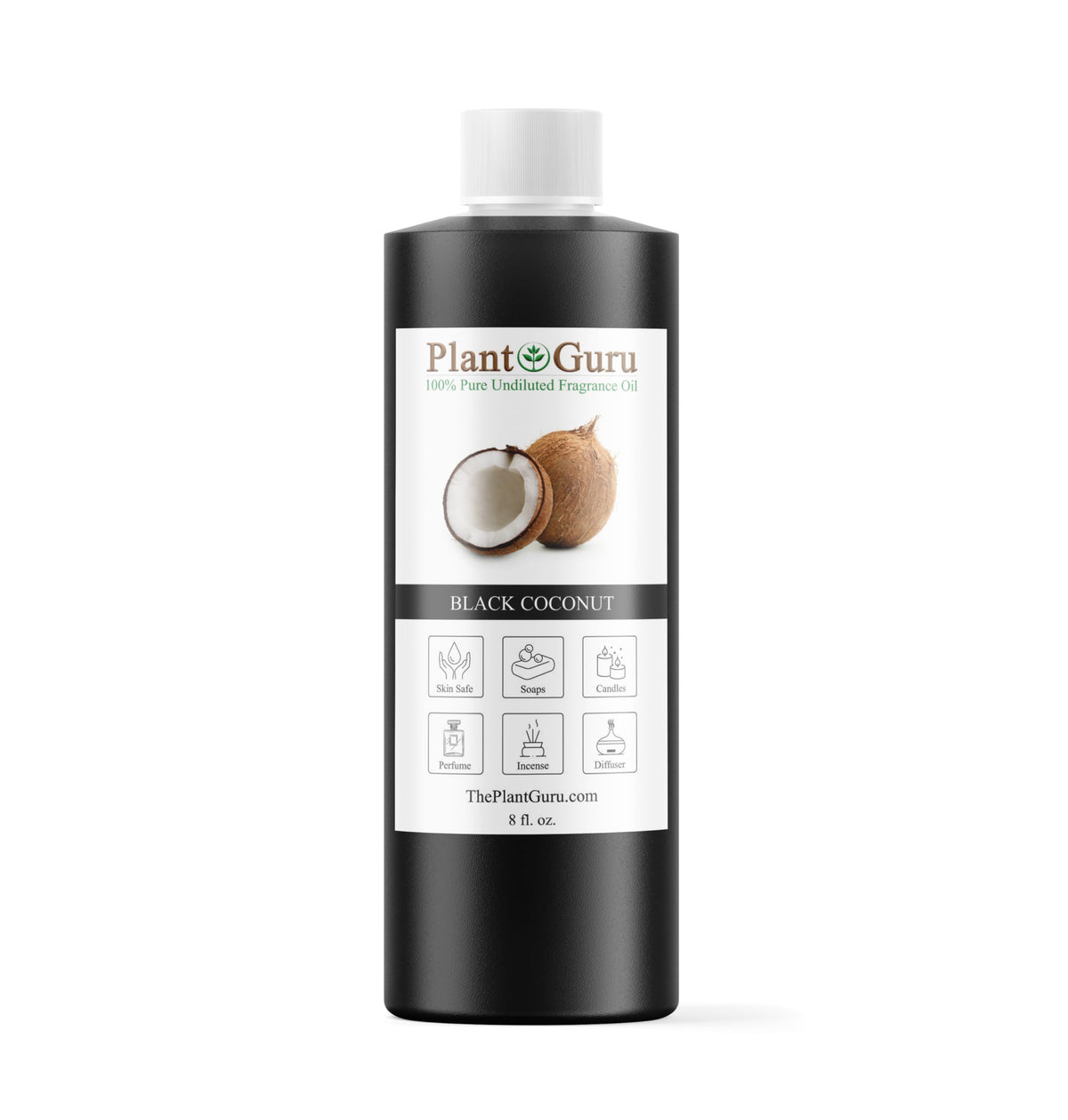 Black Coconut Fragrance Oil 8 fl. oz. Scented Oil for DIY Soap Making Candles Bath Bombs Body Butters. Used in Aromatherapy Diffusers Burners and Warmers. Great Addition to Lotions and Creams.