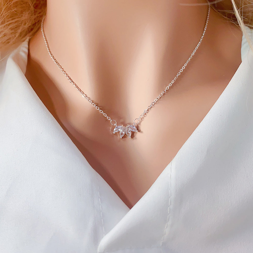 Rhinestone Leaf Necklace