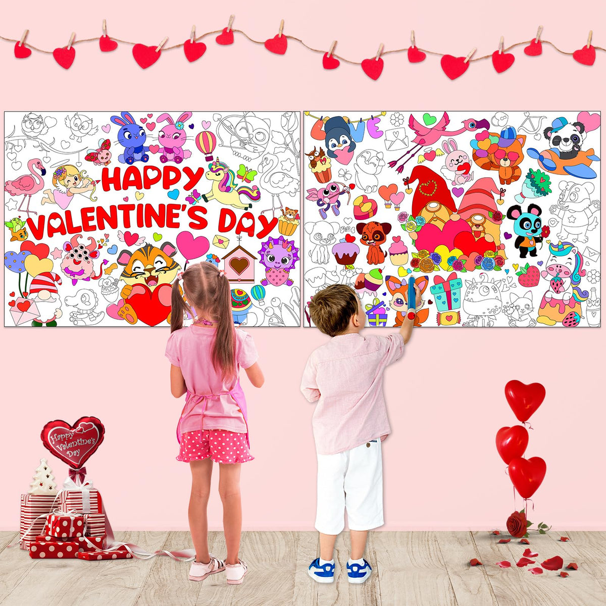 Valentine’s Giant Colouring Posters, 2-Pack