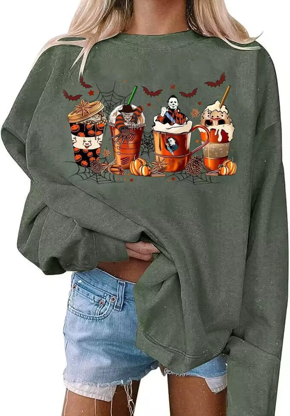 VKEGNIO Women's Halloween Graphic Sweatshirt