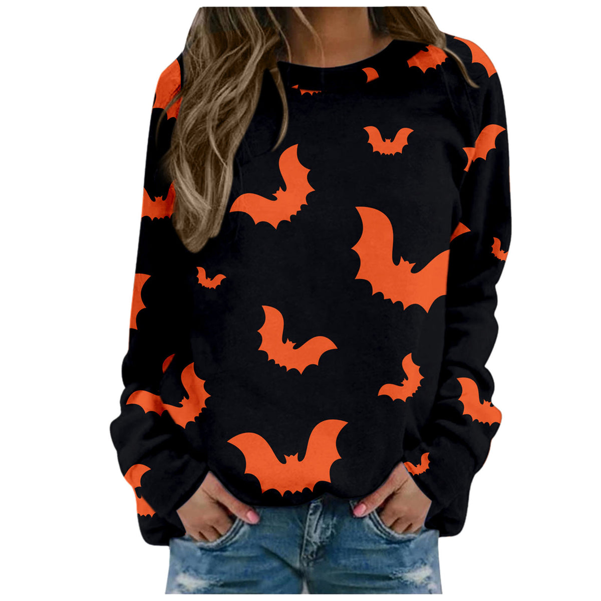 Women's Halloween Print Long-Sleeve Sweater