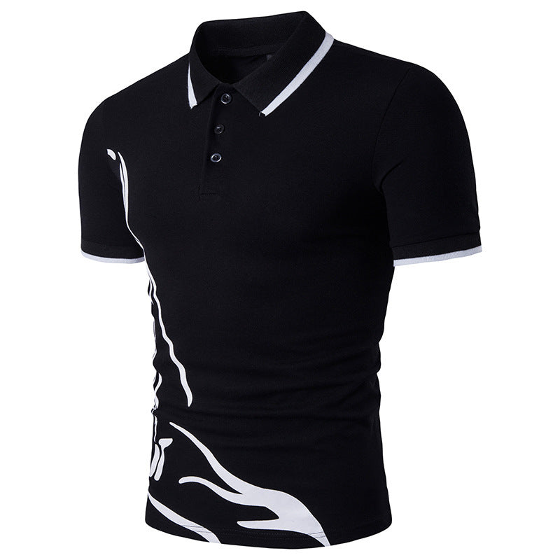 Printed Collar Short Sleeve T-Shirt