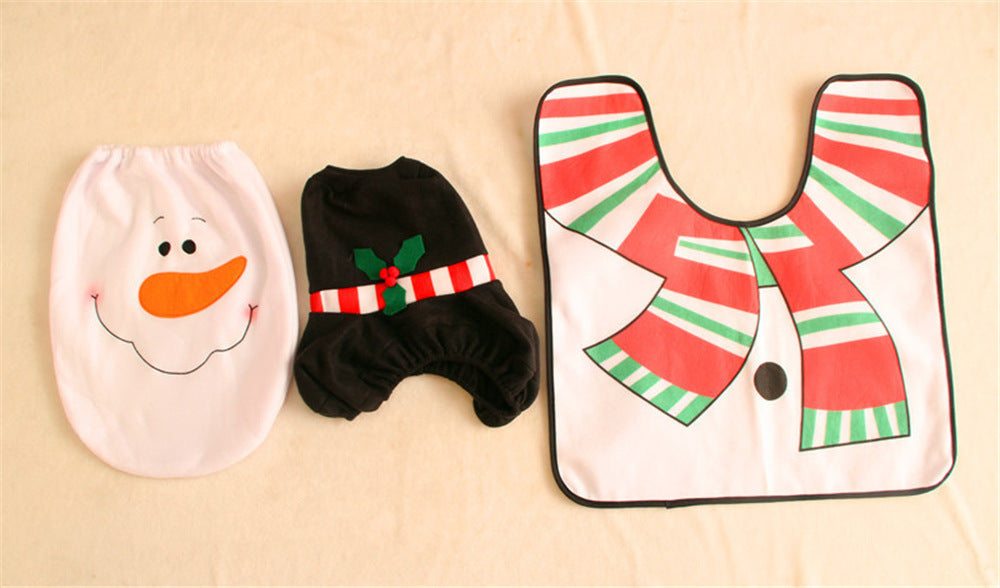 Christmas Bathroom Set – Shower Curtain, Toilet Cover & Bath Mat