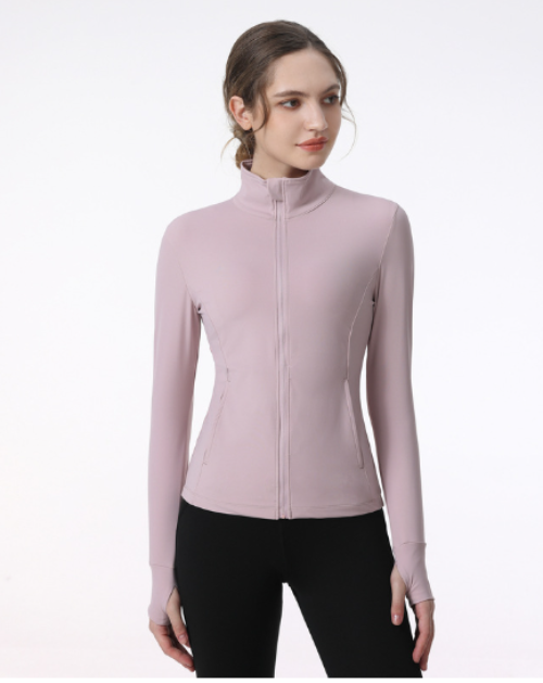 Damen Langarm Sportjacke mit Reißverschluss – Yoga- & Lauf-Sportbekleidung