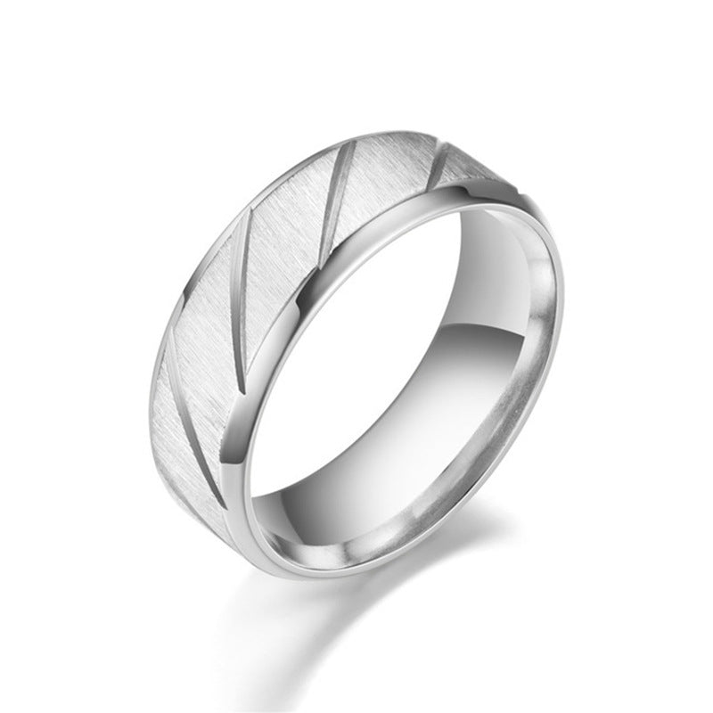 Unisex Double-Bevel Metal Ring