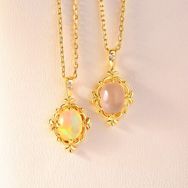 Pink Crystal Floral Pendant