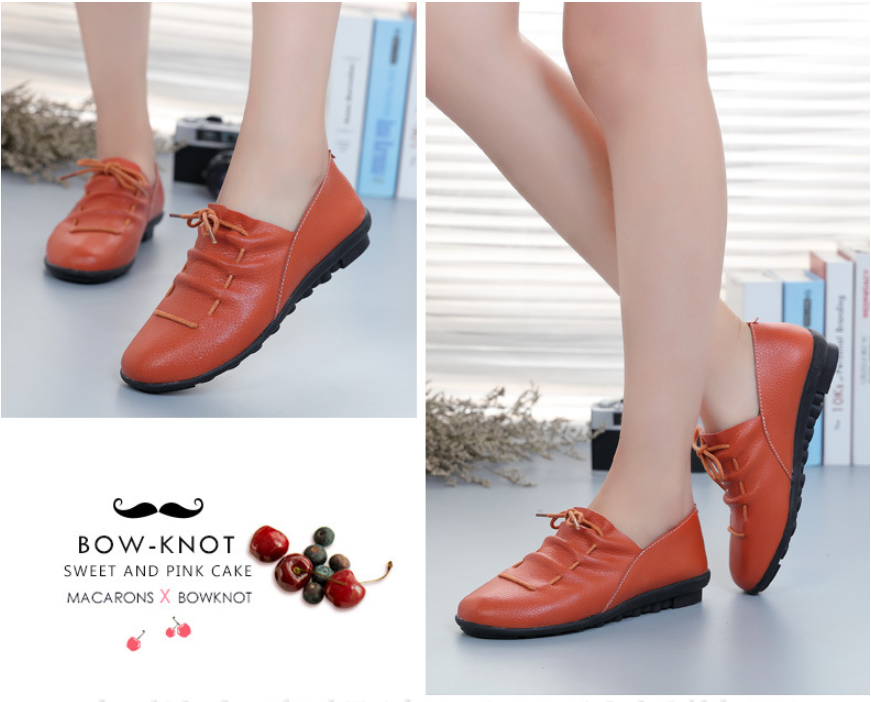 Damen Herbst Freizeit Lederschuhe – Flache Schuhe mit weicher Sohle für jeden Tag